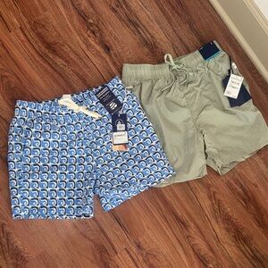 Men’s Small Blue Patterned and Green Swim Shorts